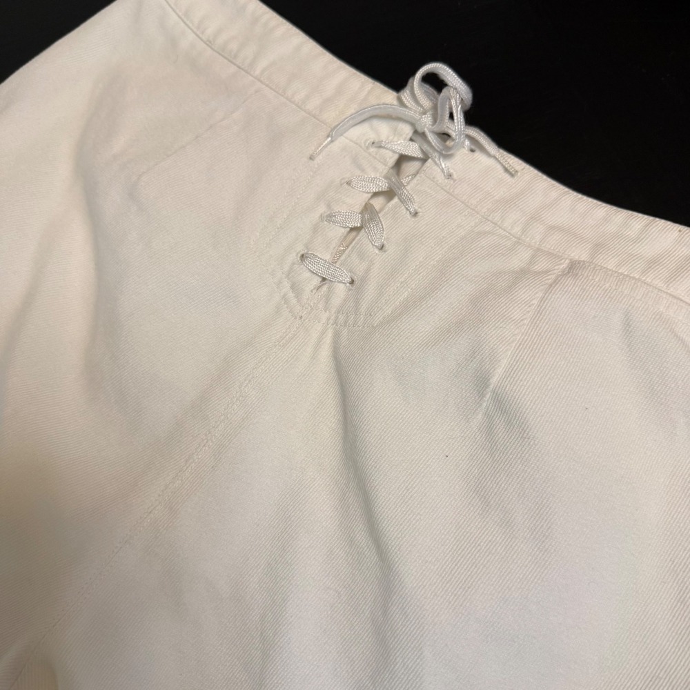 Lauren Ralph Lauren White Sailor Pants Wide Leg Button Front Lace Up Back Size 6 - Picture 7 of 8